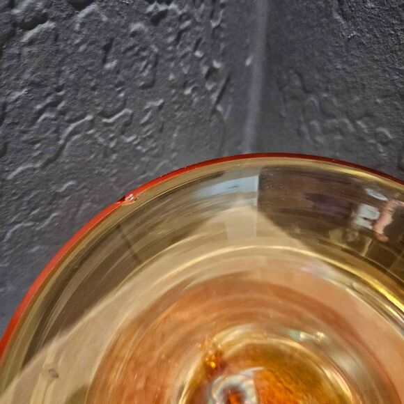 Viking Glass Persimmon Candy Dish Vase 6" X 5.5" Amberina Footed Bowl - Picture 2 of 5